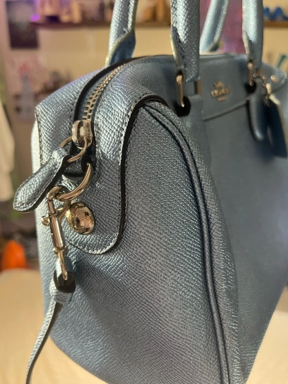 Metallic Blue Women's Satchel Handbag